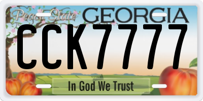 GA license plate CCK7777