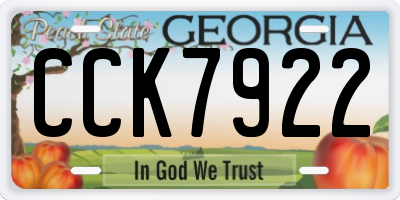 GA license plate CCK7922