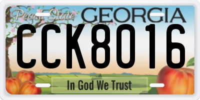 GA license plate CCK8016