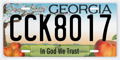 GA license plate CCK8017