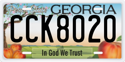 GA license plate CCK8020