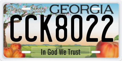 GA license plate CCK8022