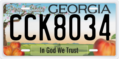 GA license plate CCK8034