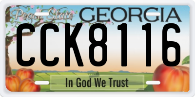 GA license plate CCK8116