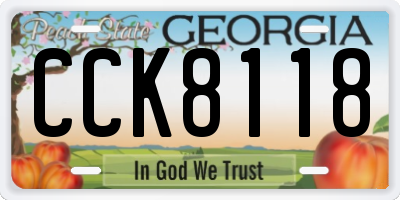 GA license plate CCK8118