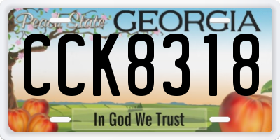GA license plate CCK8318