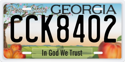 GA license plate CCK8402