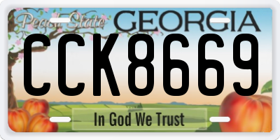 GA license plate CCK8669