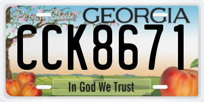 GA license plate CCK8671