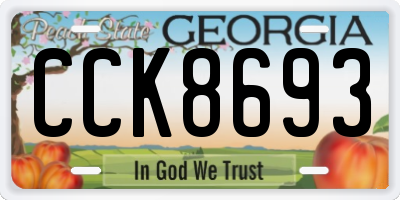 GA license plate CCK8693