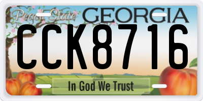 GA license plate CCK8716