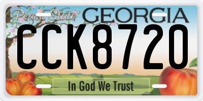 GA license plate CCK8720