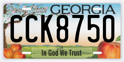 GA license plate CCK8750