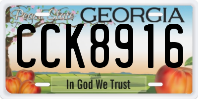 GA license plate CCK8916