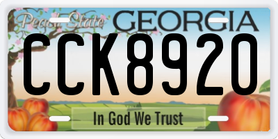 GA license plate CCK8920