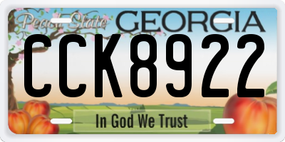 GA license plate CCK8922