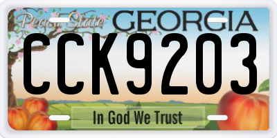 GA license plate CCK9203