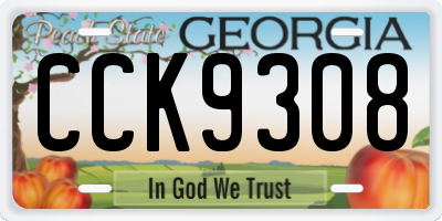 GA license plate CCK9308
