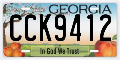GA license plate CCK9412