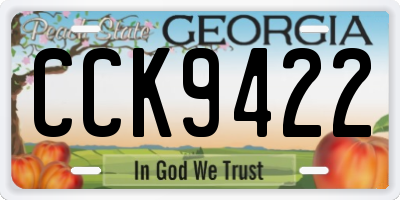 GA license plate CCK9422