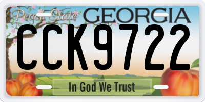 GA license plate CCK9722
