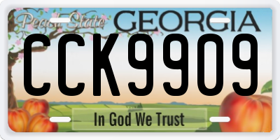 GA license plate CCK9909