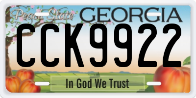 GA license plate CCK9922