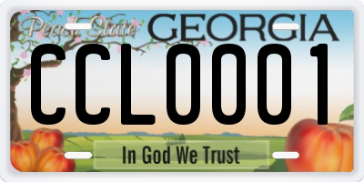 GA license plate CCL0001