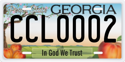 GA license plate CCL0002