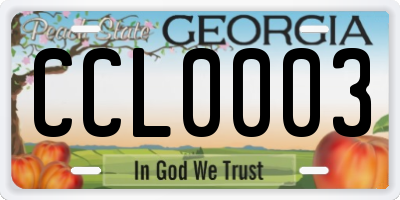GA license plate CCL0003