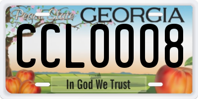 GA license plate CCL0008