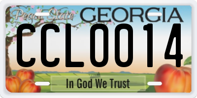 GA license plate CCL0014