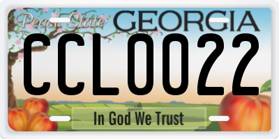 GA license plate CCL0022