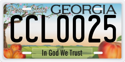 GA license plate CCL0025