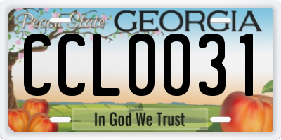 GA license plate CCL0031