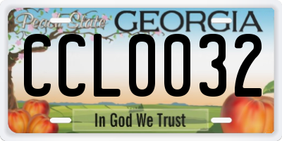 GA license plate CCL0032