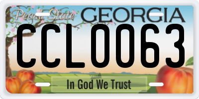 GA license plate CCL0063