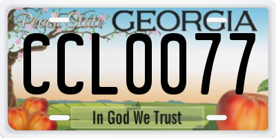 GA license plate CCL0077