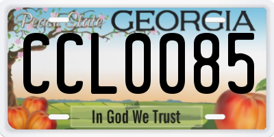GA license plate CCL0085