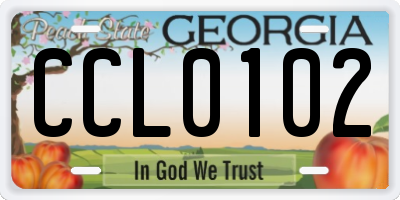 GA license plate CCL0102
