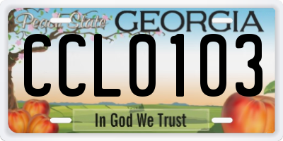 GA license plate CCL0103