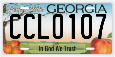 GA license plate CCL0107