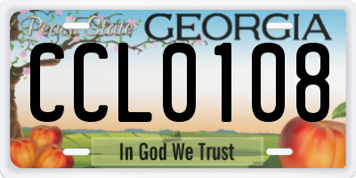 GA license plate CCL0108