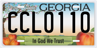 GA license plate CCL0110