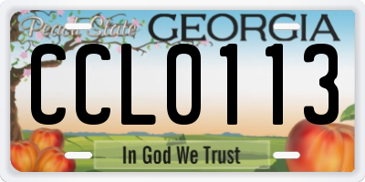 GA license plate CCL0113