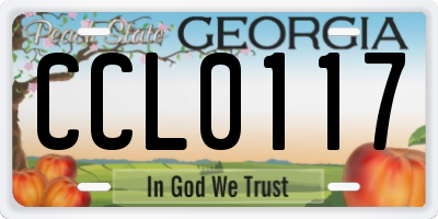 GA license plate CCL0117