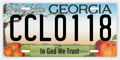 GA license plate CCL0118