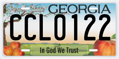 GA license plate CCL0122