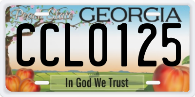 GA license plate CCL0125