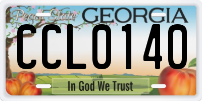 GA license plate CCL0140